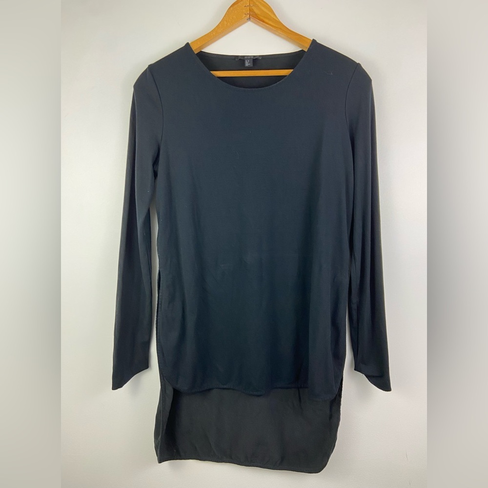 COS Silk Backed Mixed Media Long Sleeve Tunic Top Size XS